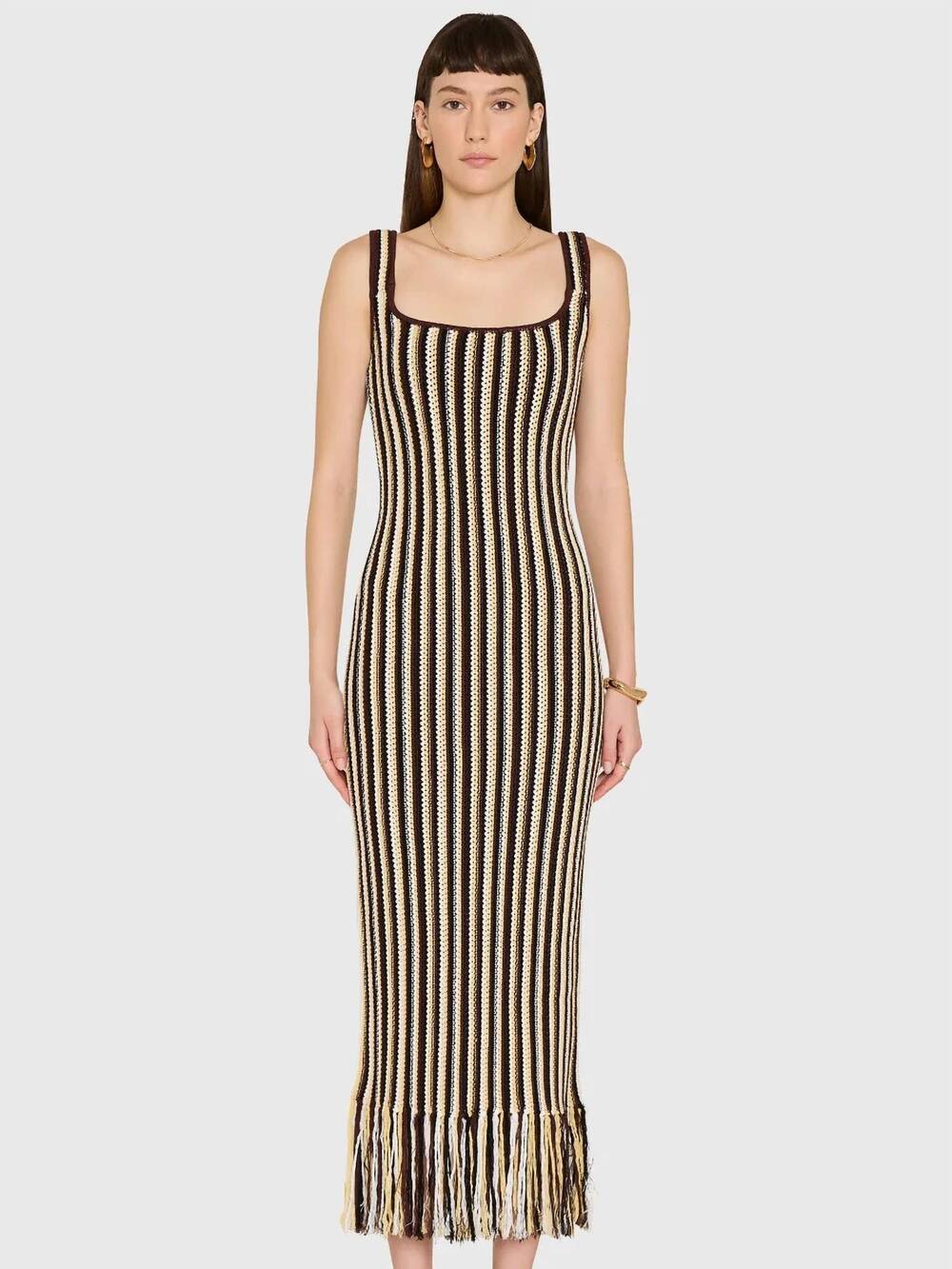 NEW AMANDA UPRICHARD jolie midi dress in cocoa combo